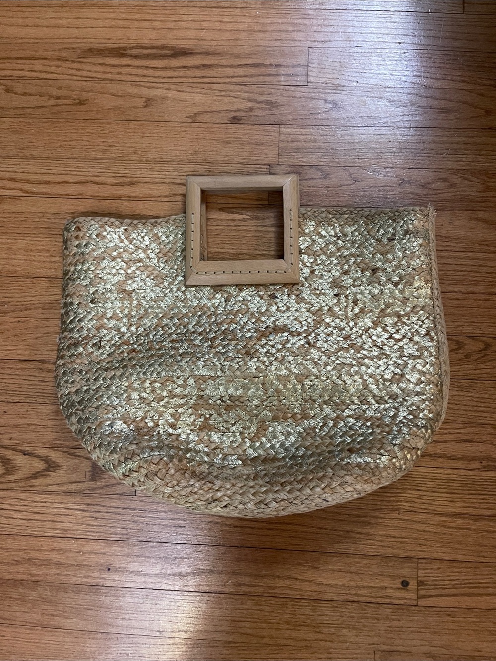 ANTIK KRAFT 100% jute wooden handle woven tote bag - Picture 3 of 10
